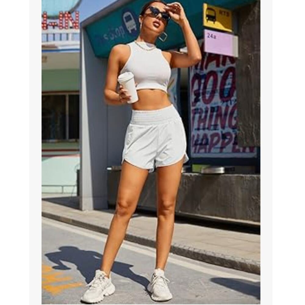 BMJL Woman's High Waisted White Athletic Shorts Size XL